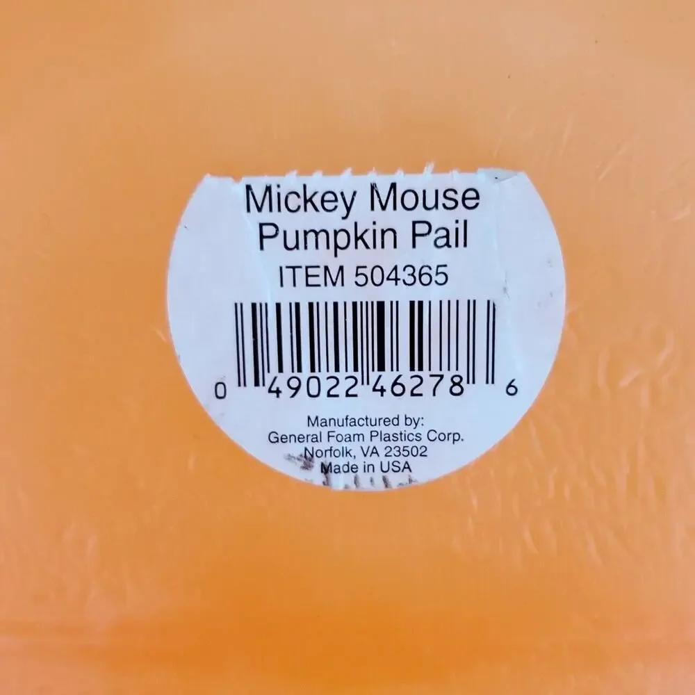 Halloween‎ Disney Mickey Mouse Ears Orange Trick Or Treat Candy Bucket Pail USA